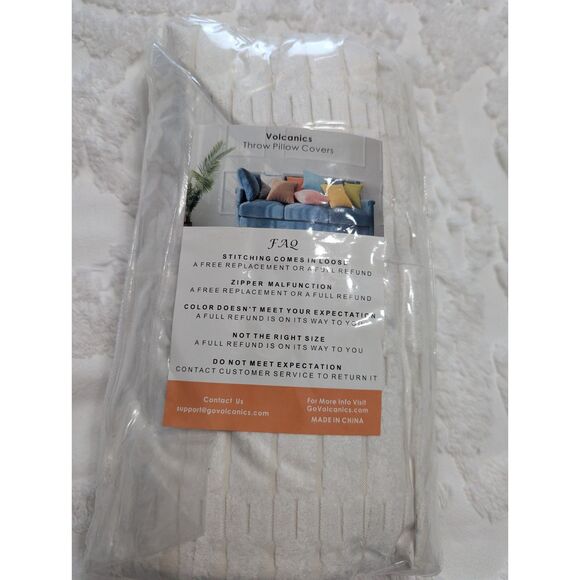 ✨ 4pc Volcanics Corduroy Beige Striped Pillow Covers 18x18 Modern Boho Decor - Picture 3 of 9